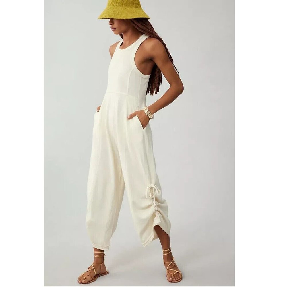 Daily Practice by Anthropologie Seamed Wide-Leg Jumpsuit Pearl Solid XL-P 271888